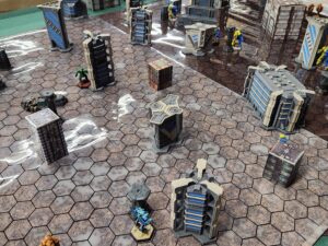Another angle of a Battletech Map, showing the Hierofalcon (bottom middle) and a slightly better angle on the Hatchetman (top middle).